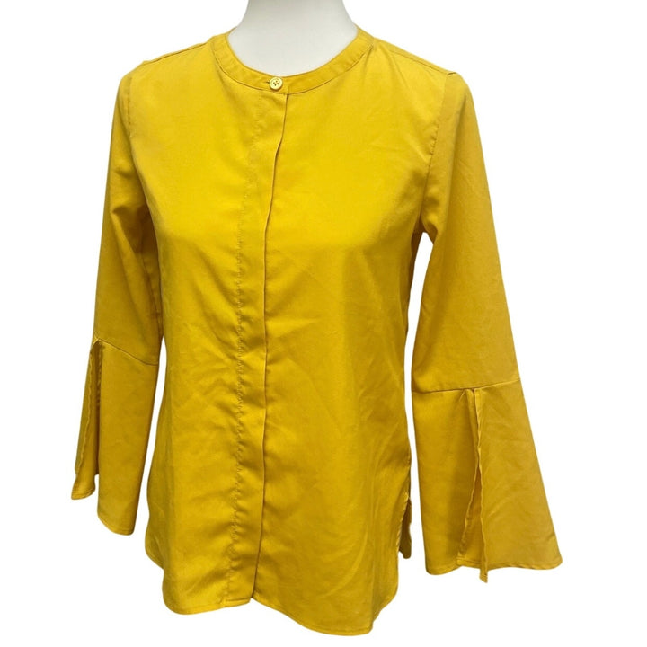 Banana Republic Womens PXS Petite 100% Polyester Bell Sleeve Button Up Blouse