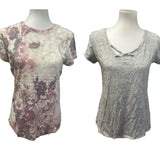 2 Proplayer Apt 9 Floral Cris Cross Front Cotton Jersey Short Sleeve Tee Shirts