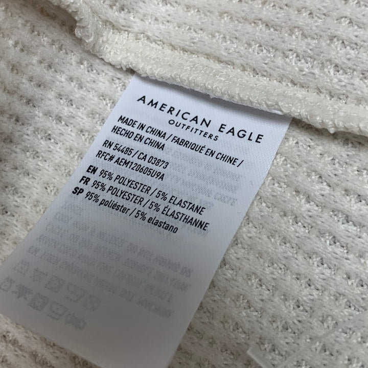 New American Eagle Womens Small PolyElastane Waffled Long Sleeve V Neck Top