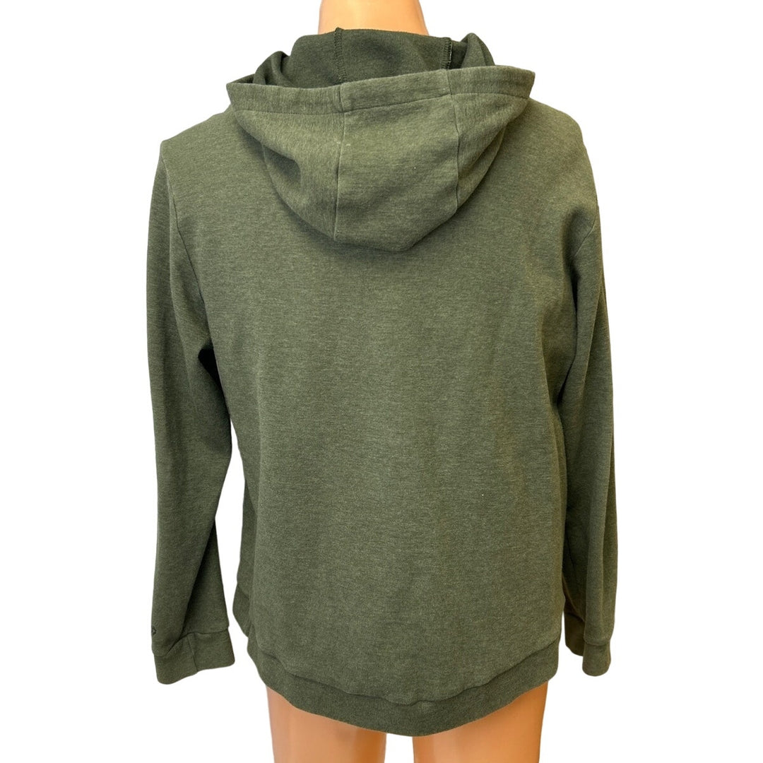 Hand Printed Upcycled Mens Large Blue Jay PolyCotton Long Sleeve Pullover Hoodie