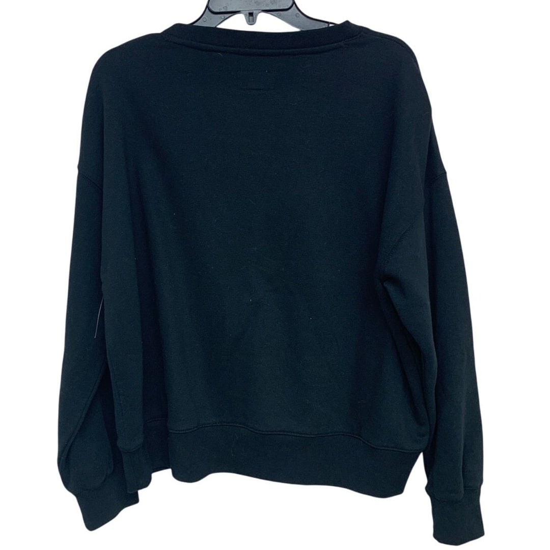 New Hand Printed Womens Medium White Orchid Flower Long Sleeve Deep V Sweatshirt