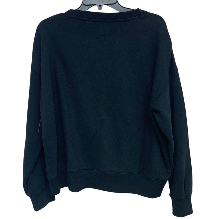 New Hand Printed Womens Medium White Orchid Flower Long Sleeve Deep V Sweatshirt