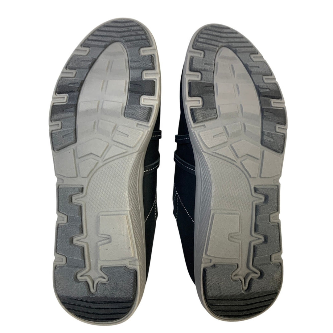 JSport Womens Size 9 Black Faux Leather Gina Slip On Memory Foam Sneaker Shoes