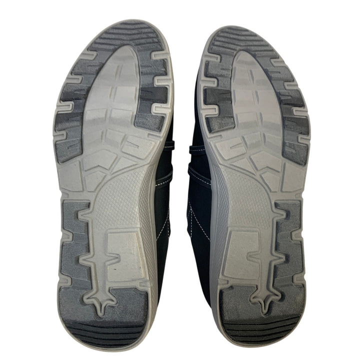 JSport Womens Size 9 Black Faux Leather Gina Slip On Memory Foam Sneaker Shoes