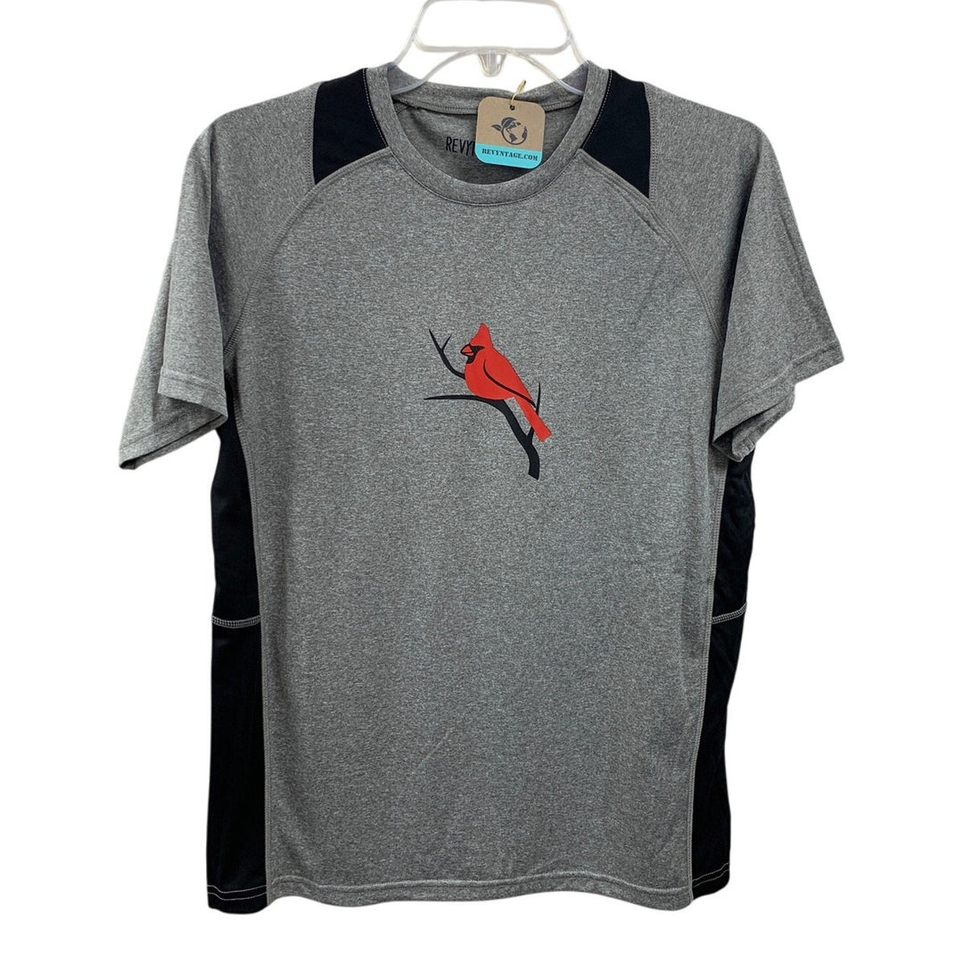 New Hand Printed Youth Boys Small Red Cardinal Bird Short Sleeve Sport Tee Shirt