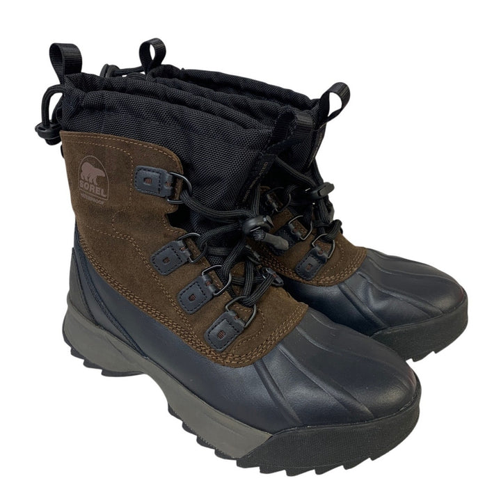 Sorel Mens Size 9 Brown Black Boots Drawstring Lace Up Waterproof Hiking Shoes