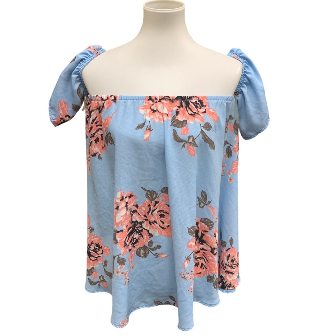 Million Bullpup Womens Large 100% Polyester Floral Off The Shoulder Top
