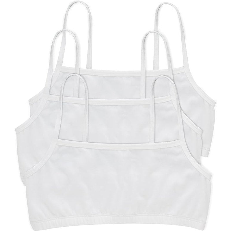 New 3 Pack Hanes Womens Medium White Cotton String Bralettes Sports Bras