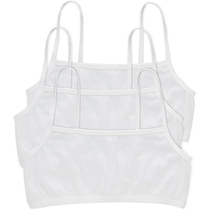 New 3 Pack Hanes Womens Medium White Cotton String Bralettes Sports Bras