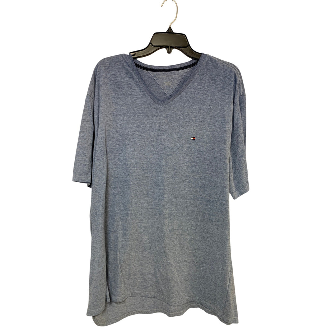 Lot of 2 Tommy Hilfiger Mens XXL Blue Heathered Short Sleeve V Neck Tee Shirts