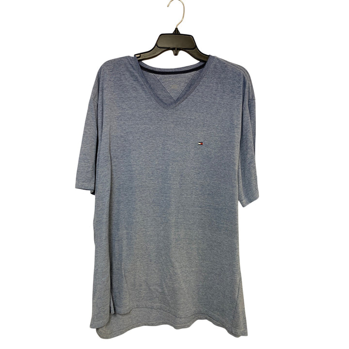 Lot of 2 Tommy Hilfiger Mens XXL Blue Heathered Short Sleeve V Neck Tee Shirts