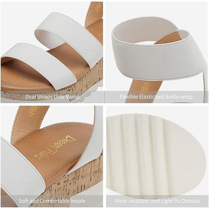 Dream Pairs Womens Size 5 White 2" Platform Sandal Open Toe Ankle Strap Shoes