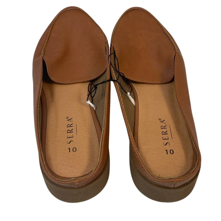 New Serra Womens US Size 10 Faux Leather Slide On Tan Loafers Backless Shoes