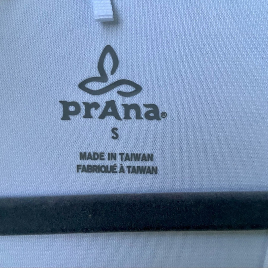 New Prana Womens Small White Sleeveless Striped Layered Athletic Tank Top
