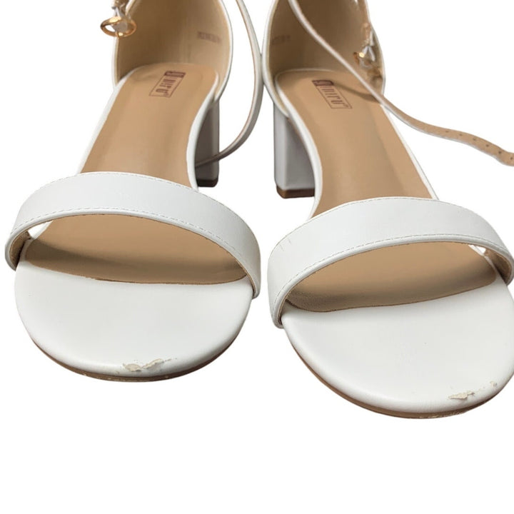 Idifu Womens Size 11 Cookie White Open Toe Ankle Strap 2.25" Chunky Heel Shoes