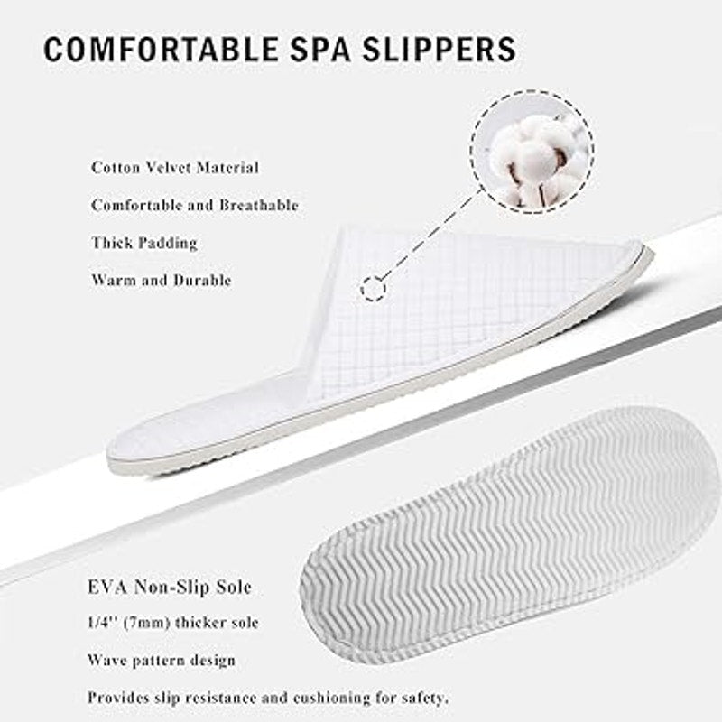 New Anmerl 8 Pairs White Slip On Universal Unisex Breathable Basic Spa Slippers