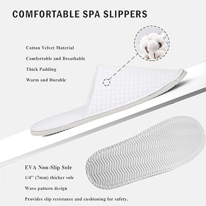 New Anmerl 8 Pairs White Slip On Universal Unisex Breathable Basic Spa Slippers
