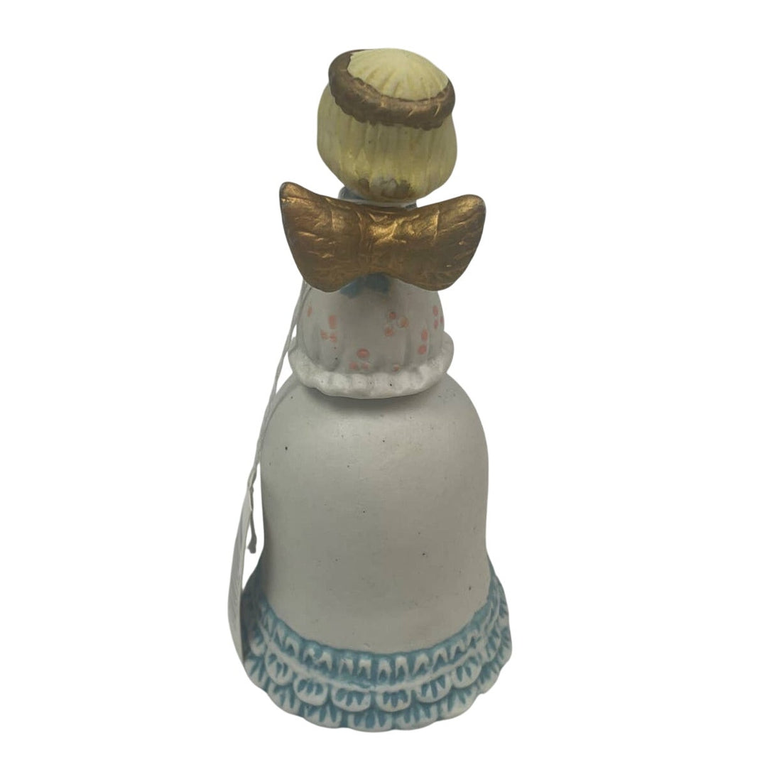Vintage Ceramic Short Blonde Hair Angel Holiday Wedding Collectible Bell