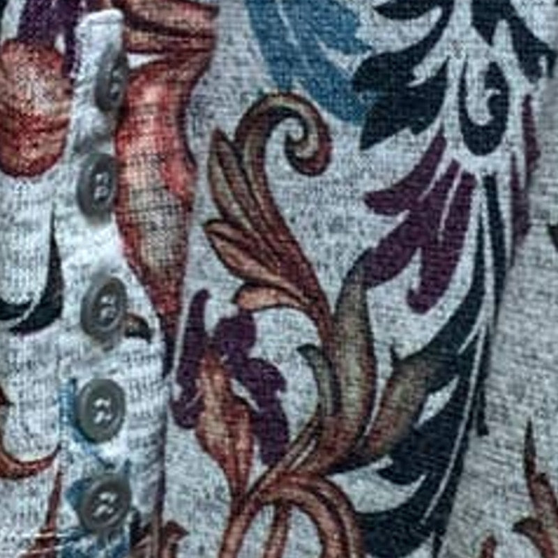 Bleu Woman 2X Long Sleeve Floral Vines Polyblend Knit Top with Pockets