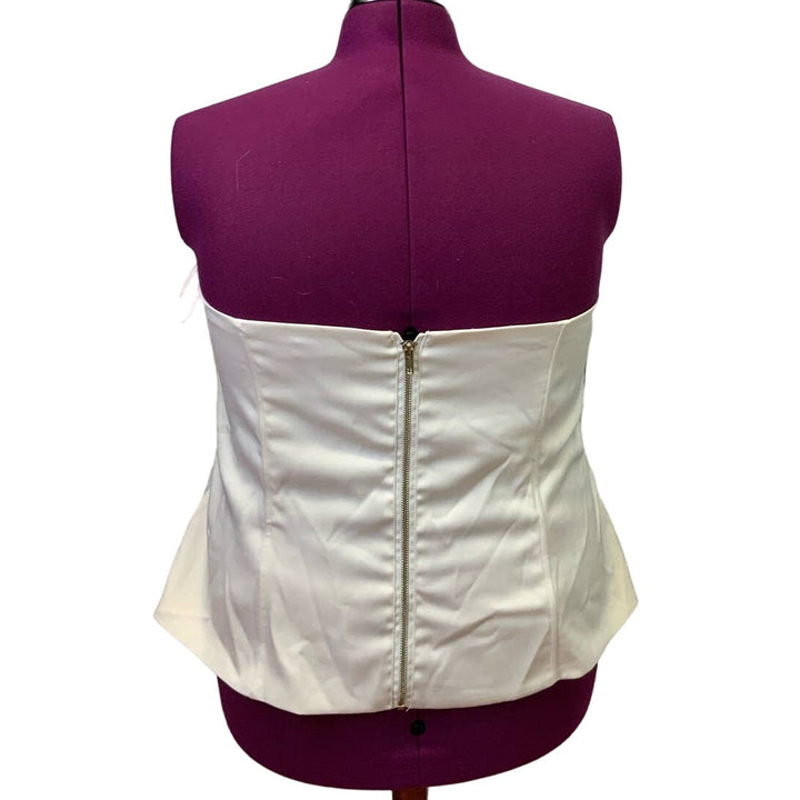 Ashley Stewart 3X White Silver Bling Sleeveless Full Zip Beaded Corset Top