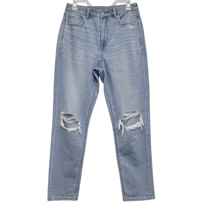 New American Eagle Size 00 Regular Factory Distressed Mom Jean Denim Blue Jeans