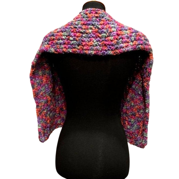 New Handmade Handknit Variegated Orange Pink Purple Acrylic Yarn Winter Scarf