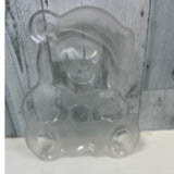 Vintage Etched Santa Christmas Teddy Bear Clear Glass Serving Platter Dish Plate