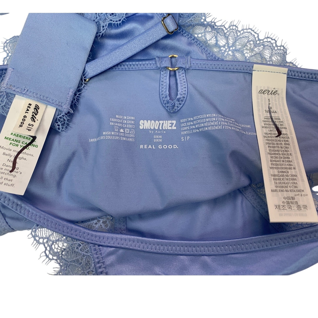 New Aerie Womens Small Wire Free Padded Back Clasp Bra Lace Bikini Underwear Set