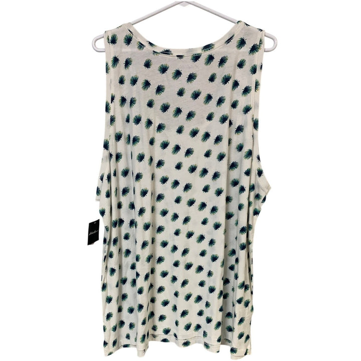 New Eddie Bauer Womens 3X Ivory Green Feathers Everyday Essentials Tank Top