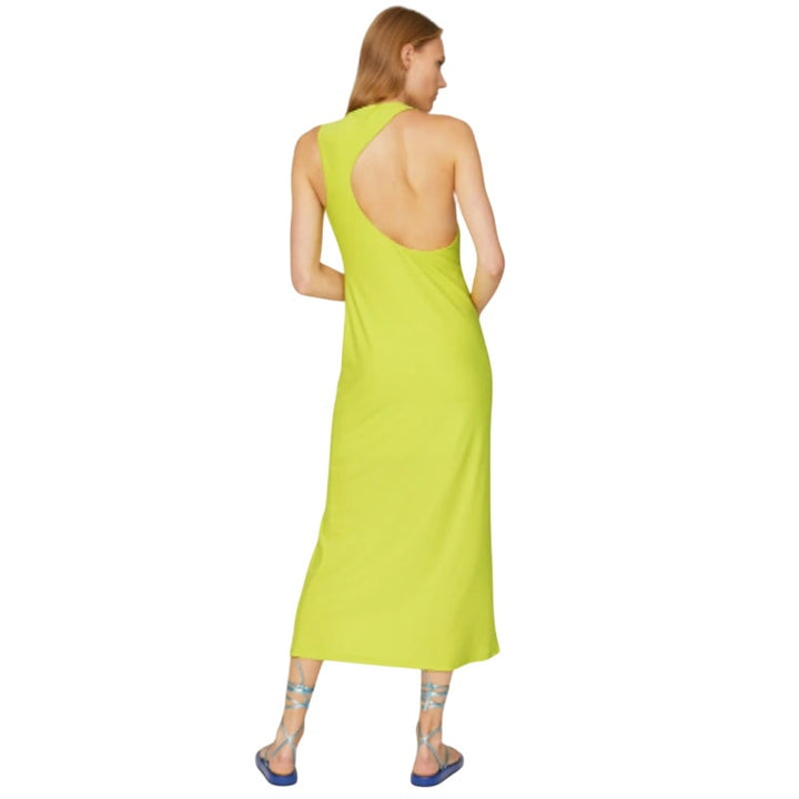 Slate &amp; Willow Womens XL Lime Sleeveless Hourglass Crew Neck Lined Maxi Dress