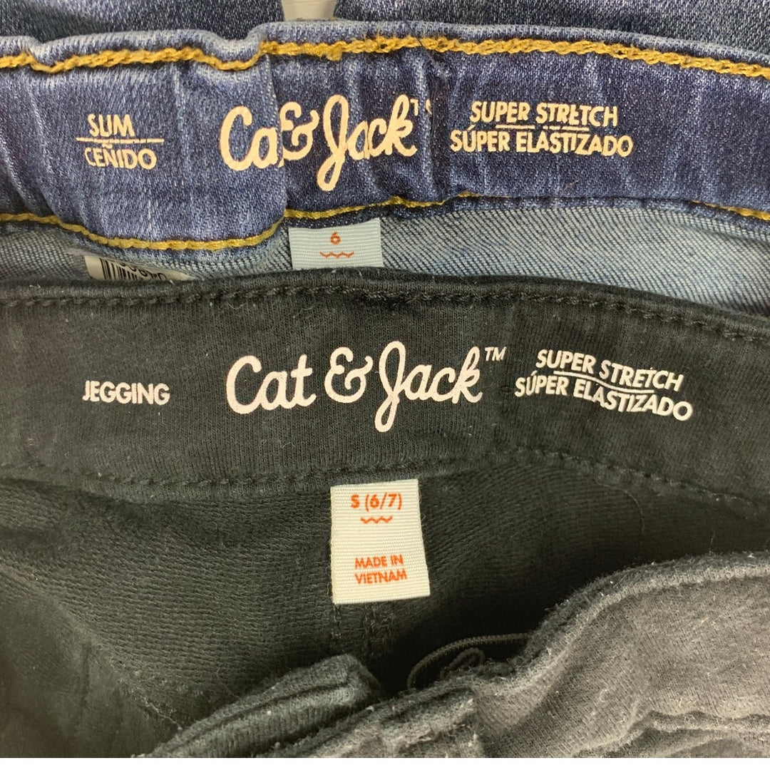 2 New Cat &amp; Jack Girls (6/7) Adjustable Waist Super Stretch Jegging Jeans