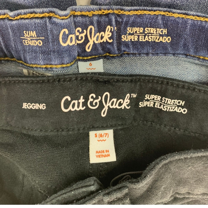 2 New Cat &amp; Jack Girls (6/7) Adjustable Waist Super Stretch Jegging Jeans