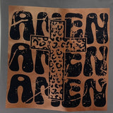 New Upcycled Hand Printed Amen Amen Amen Jesus God Cross Shopper Tote Bag
