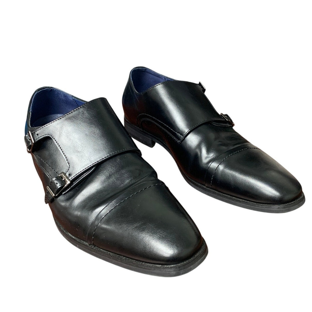 Bruno Marc Mens Size 11 Black Faux Leather Monk Strap Slip On Dress Loafer Shoes