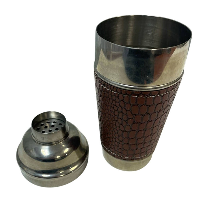 Stainless Steel Faux Croc Leather Wrapped Cocktail Shaker w No Lid