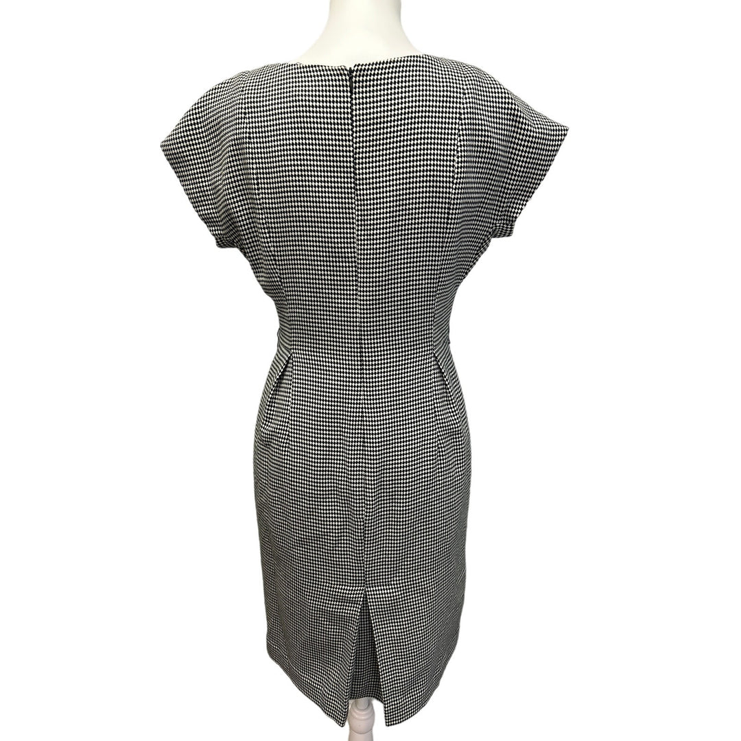 Worthington Womens Size 8 Short Sleeve Gingham Check Mod Midi Career Dress