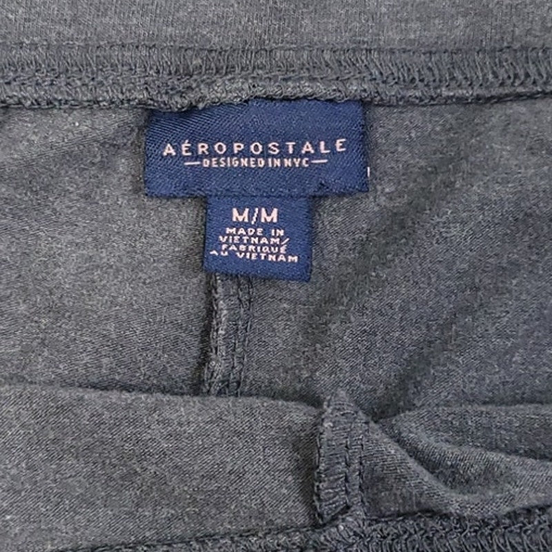 Aeropostale Womens Medium Gray Cotton Blend Stretch Waist Leggings