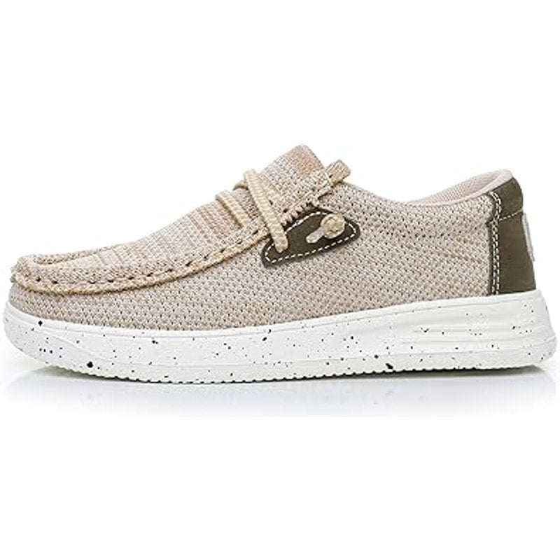Apakowa Little Boys Size 3 Tan Canvas Faux LaceUp Slip On Casual Loafers Shoes