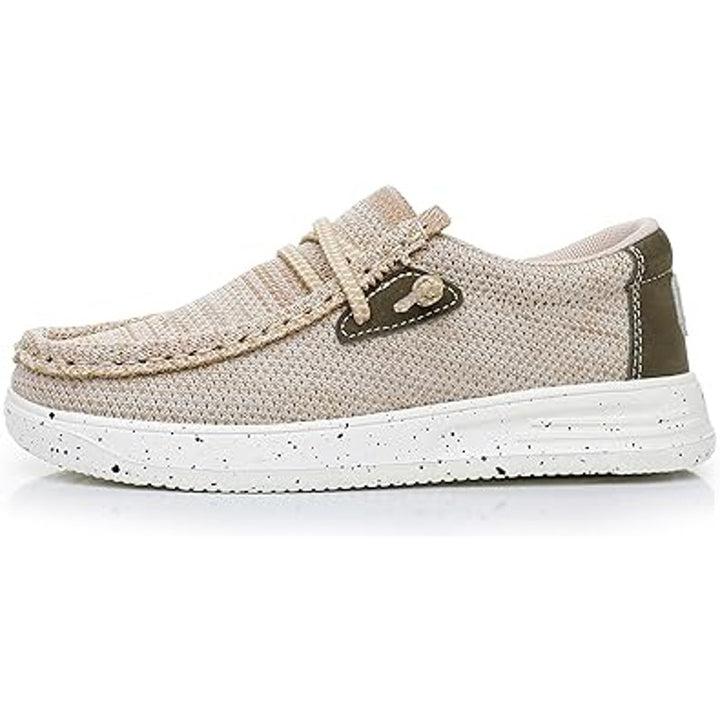 Apakowa Little Boys Size 3 Tan Canvas Faux LaceUp Slip On Casual Loafers Shoes