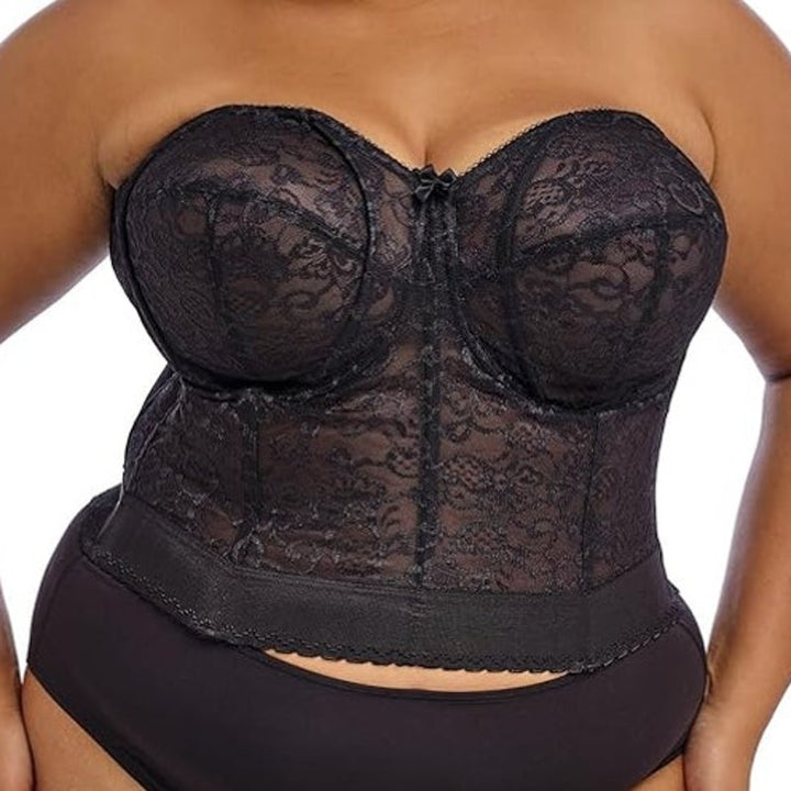 Goddess Womens Size 36C Lace Bustier Unlined Removeable Straps Boned Corset Bra