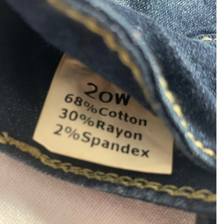 Womens Size 20W Blue Cotton Blend Whiskered Distressed Denim Blue Jeans