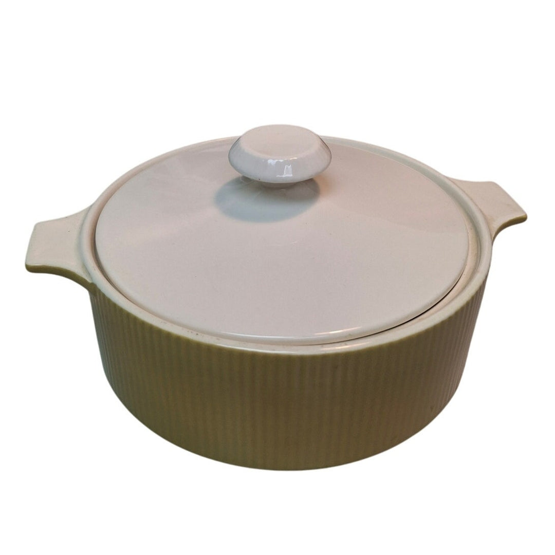 Vintage 1960s Sheffield Serenade Solid White Gold 8" Ceramic Serving Bowl w Lid
