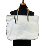 Carlos Santana Black White Faux Leather Large Handbag Purse Shoulder Bag