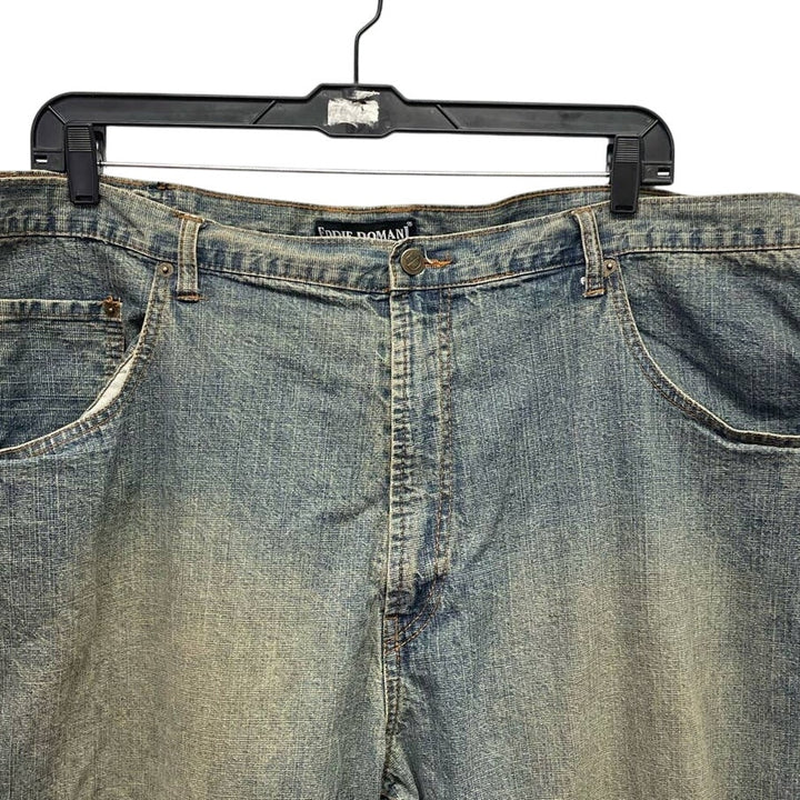 Eddie Domani Mens Jeans 52 / 32 Distressed Weathered Cotton Blend Denim Jeans