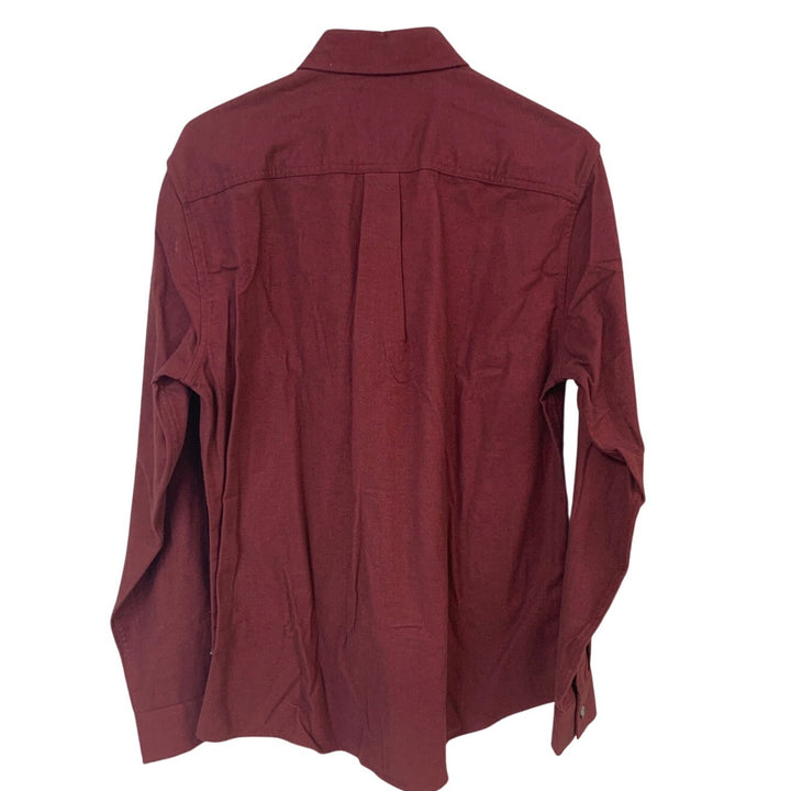 New Eddie Bauer Mens Maroon Long Sleeve Button Up Cotton Field Flannel Shirt