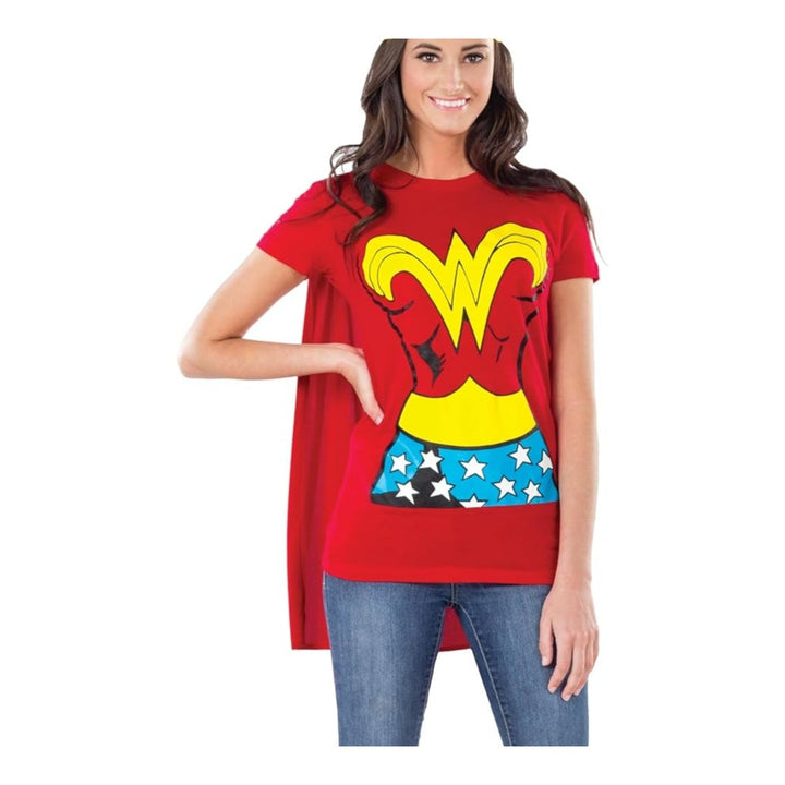 NWT New Rubies Womens Large DC Comics Wonder Woman T-Shirt with Cape Costume