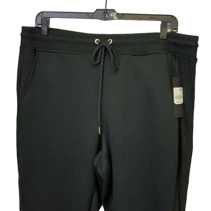 New Bebe Sport 3X Ribbed Side Inserts Cotton Blend Basic Black Jogger Pants