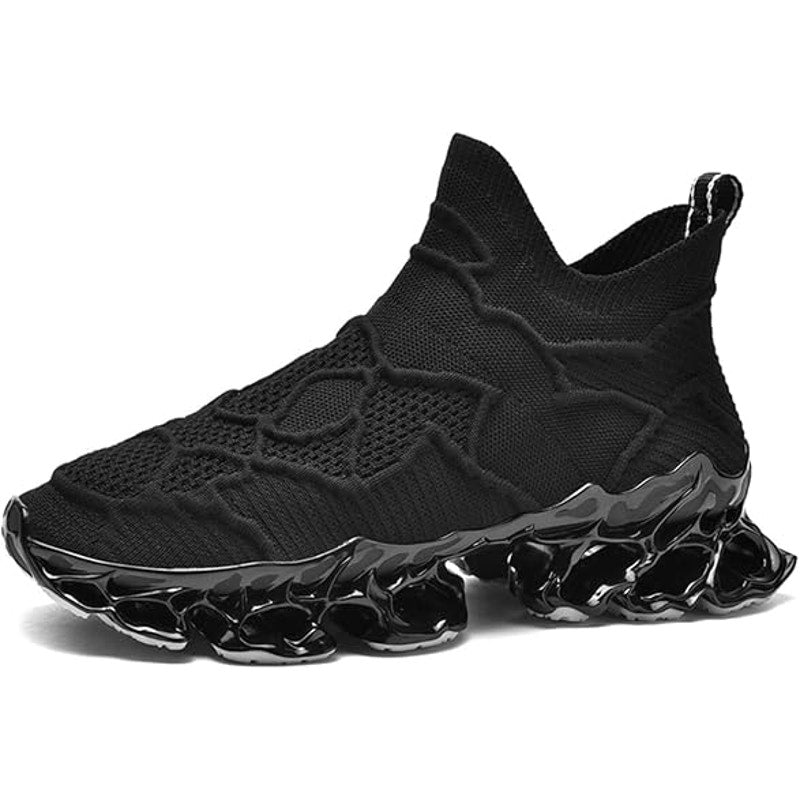 Poramea Mens Size 10 Black Mesh Laceless Slip On Running Blade Athletic Shoes