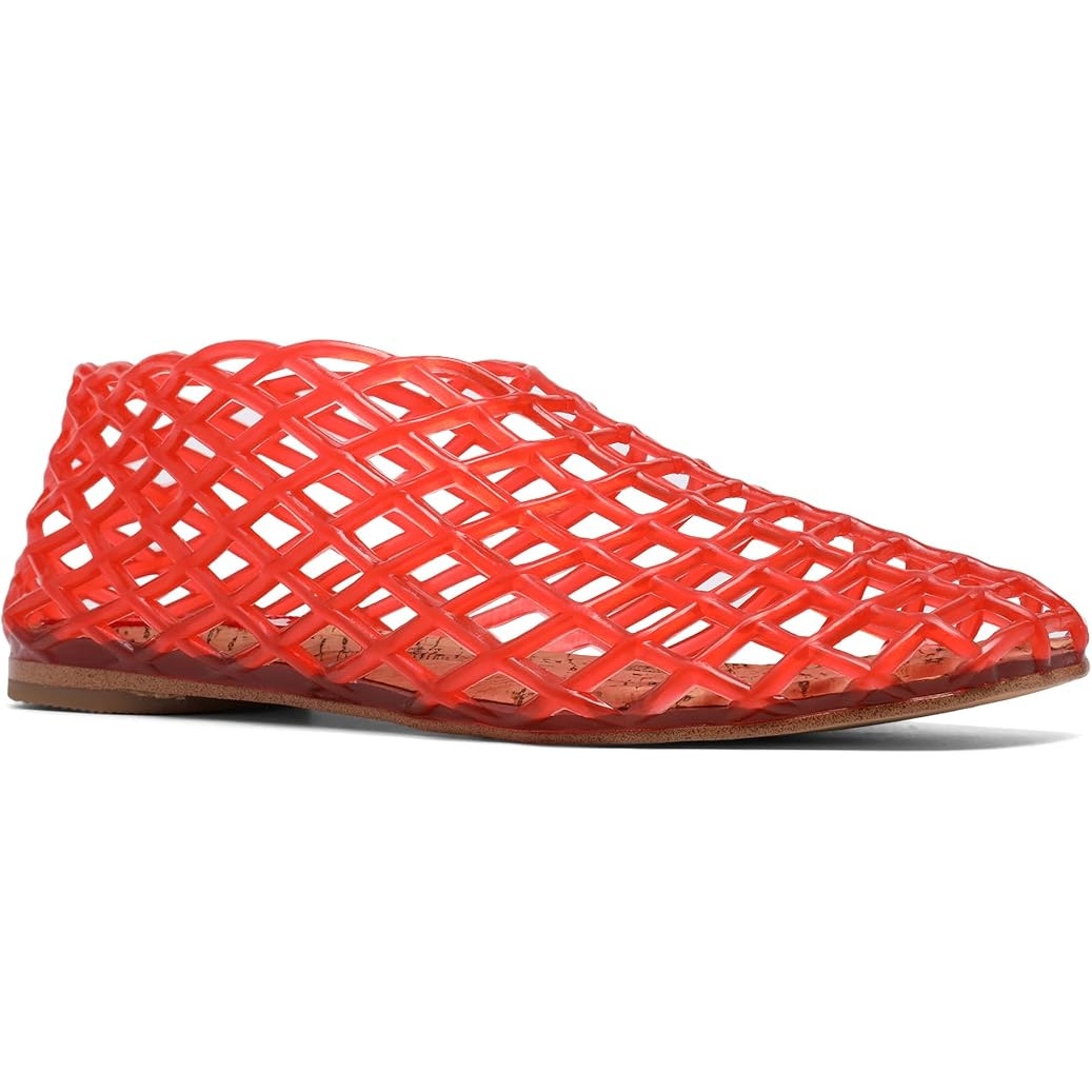 New Womens Size 9.5 Red Soft Jelly Mesh Ballet Flat Jellies Sandal SlideOn Shoes