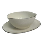 White Floral Noritake Ivory China Lorelei Attached Gravy Boat Saucer Silver Rim